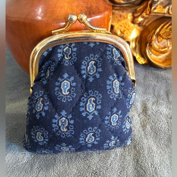 Vera Bradley Handbags - Vintage 1998 Vera Bradley “Classic Navy” Kiss Lock Coin Purse